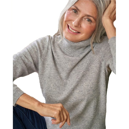 Marble - Back - WoolOvers Womens-Ladies Cashmere Polo Neck Fitted Jumper