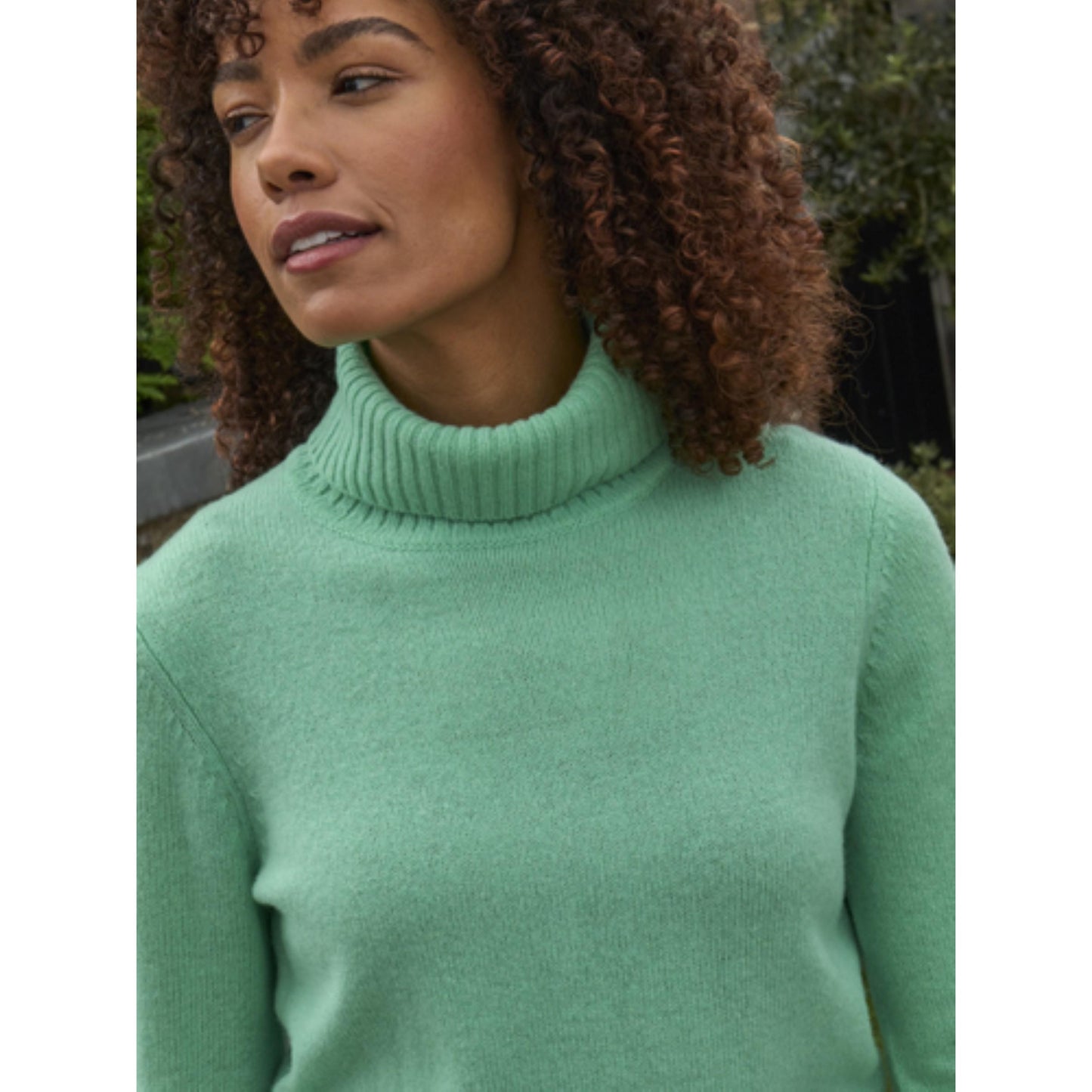 Mint - Back - WoolOvers Womens-Ladies Lambswool Polo Neck Jumper