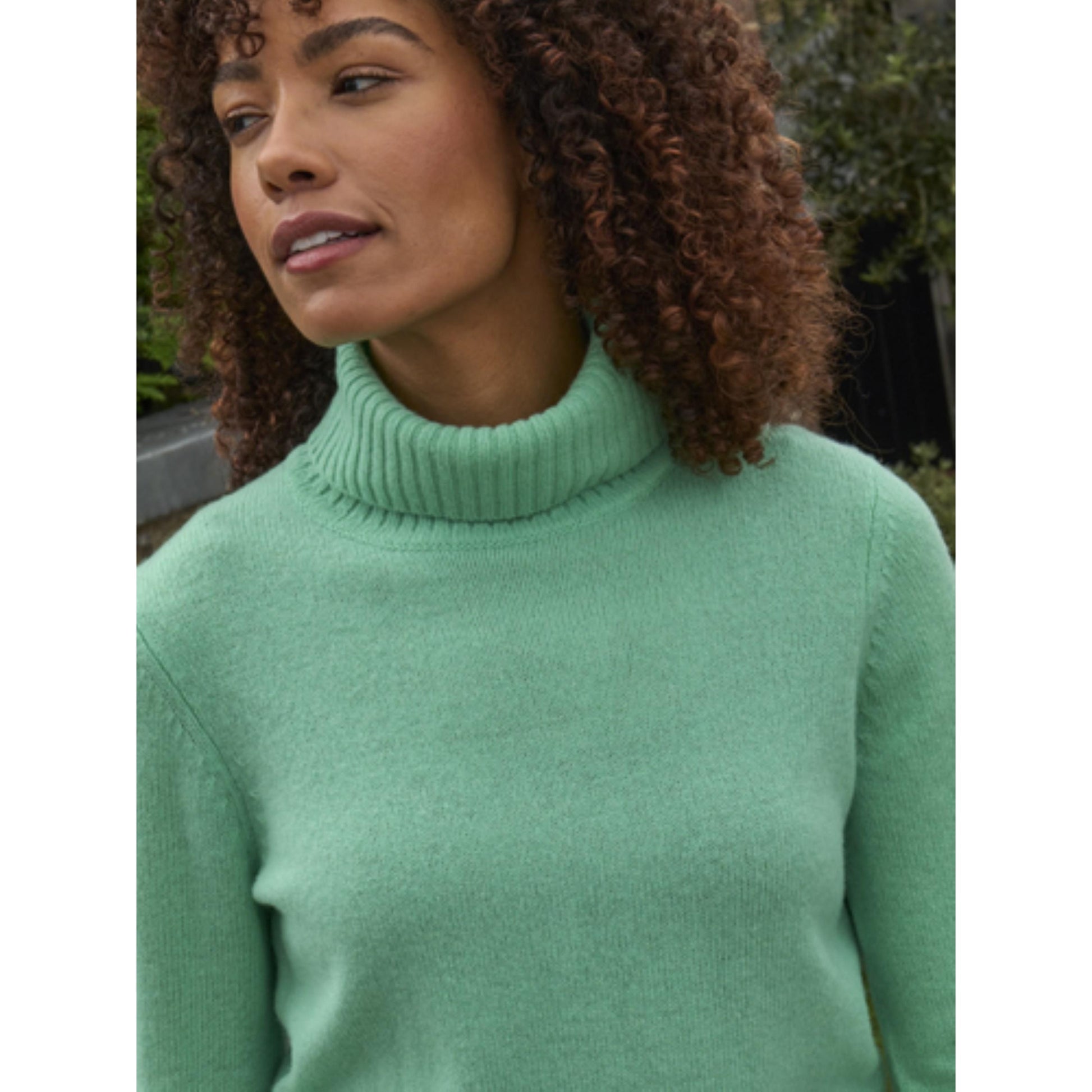 Mint - Back - WoolOvers Womens-Ladies Lambswool Polo Neck Jumper