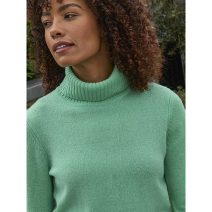 Mint - Back - WoolOvers Womens-Ladies Lambswool Polo Neck Jumper