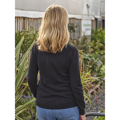 Black - Back - WoolOvers Womens-Ladies Lambswool Polo Neck Jumper