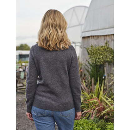 Charcoal - Back - WoolOvers Womens-Ladies Lambswool Polo Neck Jumper