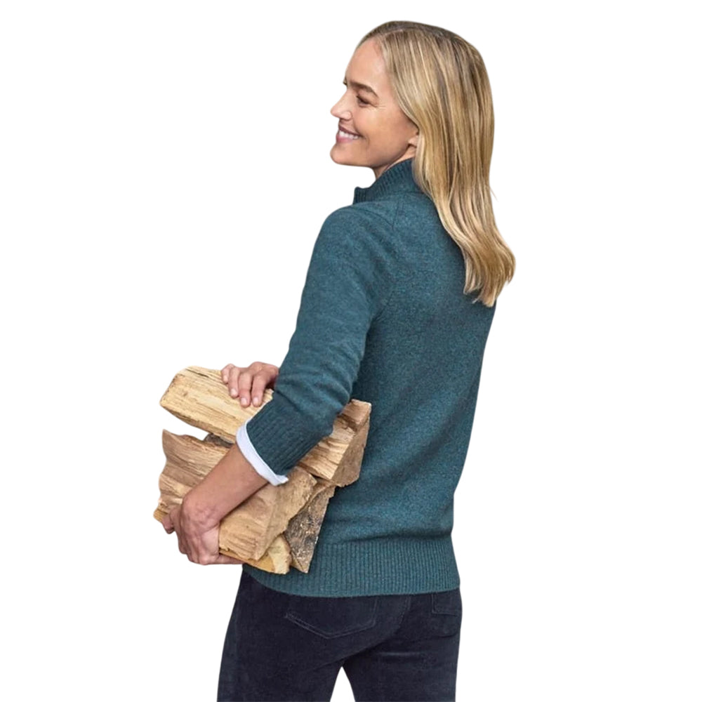 Teal Twist - Back - WoolOvers Womens-Ladies Lambswool Zipped Fitted Cardigan