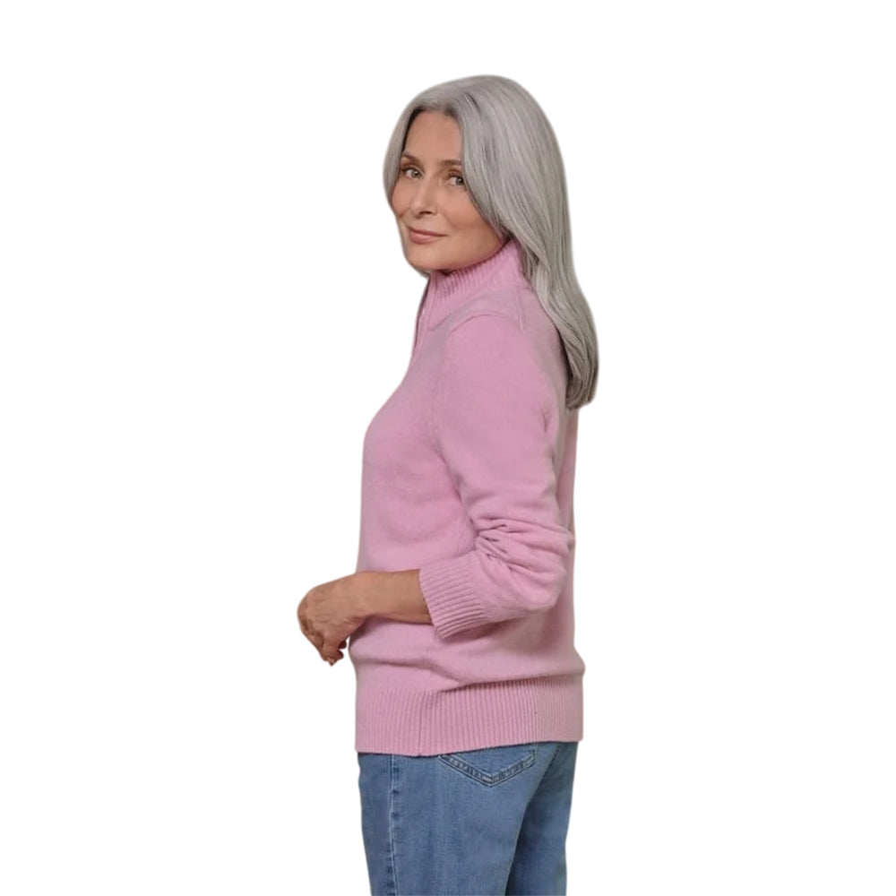 Rose Pink Marl - Back - WoolOvers Womens-Ladies Lambswool Zipped Fitted Cardigan