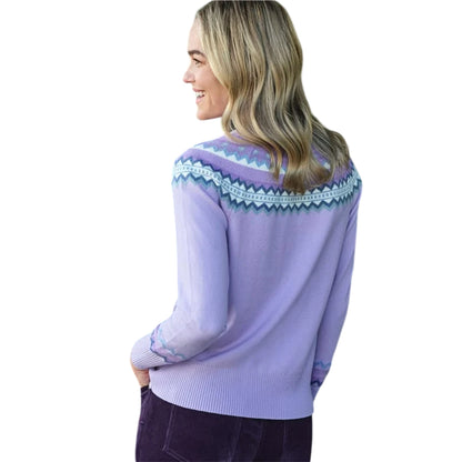 Lilac - Back - WoolOvers Womens-Ladies Yoke Detail Jumper