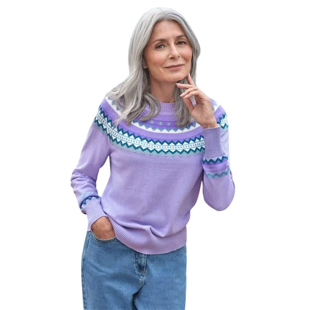 Lilac - Side - WoolOvers Womens-Ladies Yoke Detail Jumper