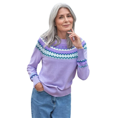 Lilac - Side - WoolOvers Womens-Ladies Yoke Detail Jumper