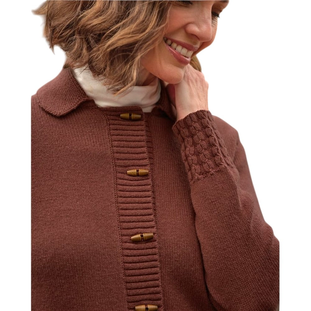 Brandy Apple - Side - WoolOvers Womens-Ladies Wooden Toggle Cardigan