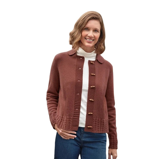 Brandy Apple - Front - WoolOvers Womens-Ladies Wooden Toggle Cardigan