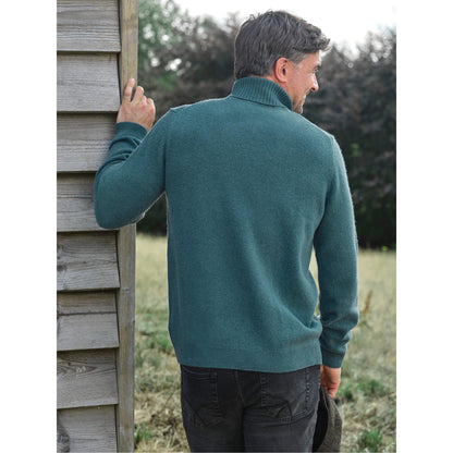 Aqua - Front - WoolOvers Mens Polo Neck Jumper