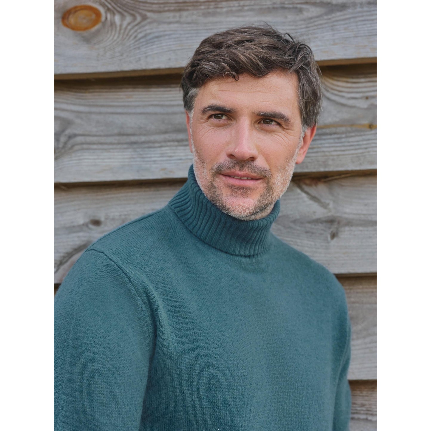 Aqua - Back - WoolOvers Mens Polo Neck Jumper