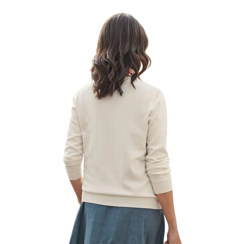 Cream - Back - WoolOvers Womens-Ladies Cashmere V Neck Classic Cardigan