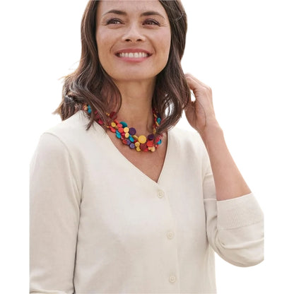 Cream - Side - WoolOvers Womens-Ladies Cashmere V Neck Classic Cardigan