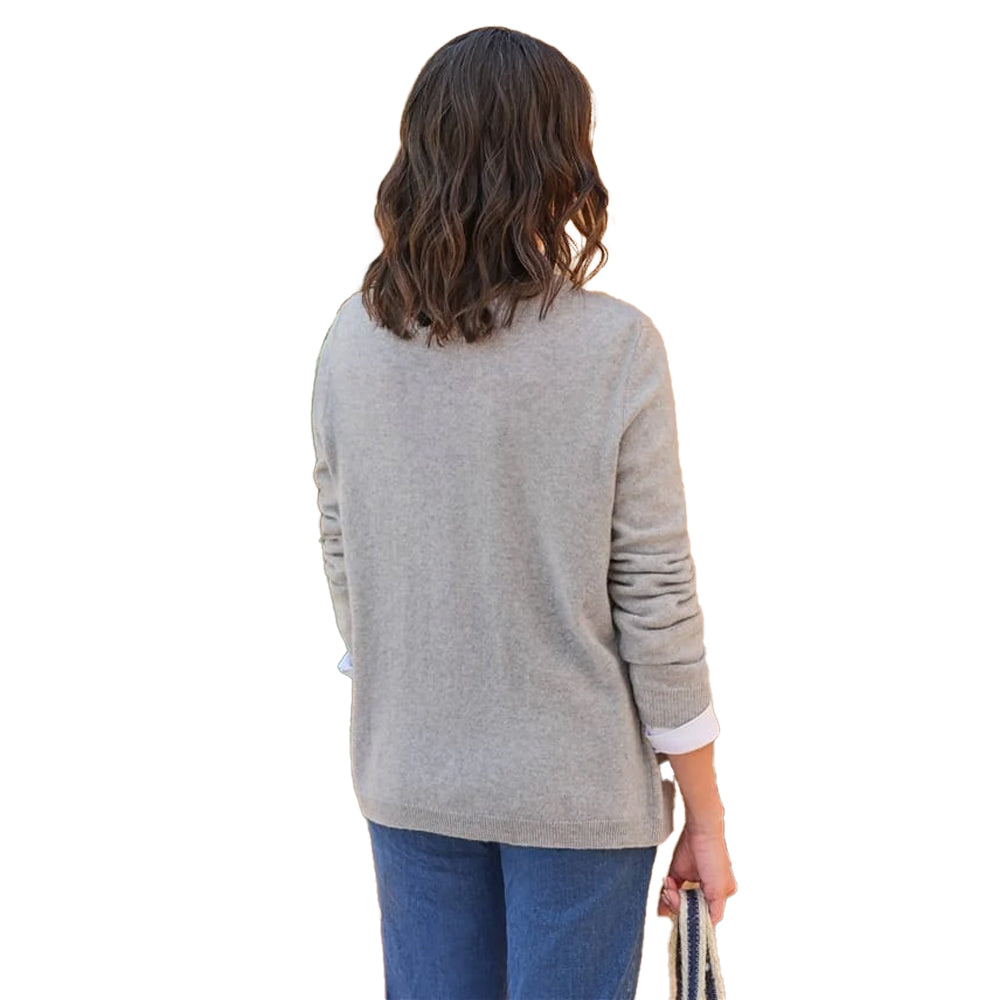 Marble - Back - WoolOvers Womens-Ladies Cashmere V Neck Classic Cardigan