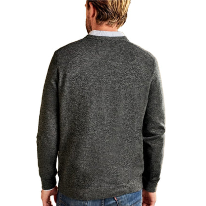 Charcoal - Back - WoolOvers Mens Lambswool V Neck Jumper