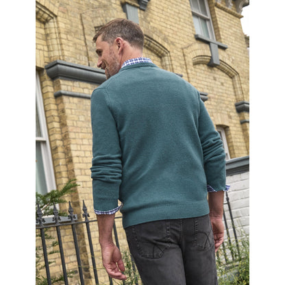 Aqua - Back - WoolOvers Mens Lambswool V Neck Jumper