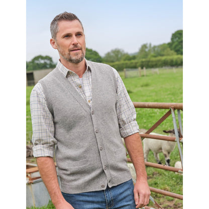 Grey Marl - Front - WoolOvers Mens Lambswool Waistcoat