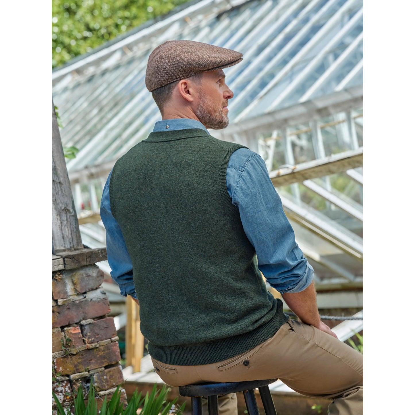 Pine - Front - WoolOvers Mens Lambswool Waistcoat
