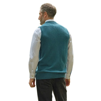 Aqua - Back - WoolOvers Mens Lambswool Waistcoat