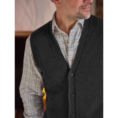 Charcoal - Front - WoolOvers Mens Lambswool Waistcoat