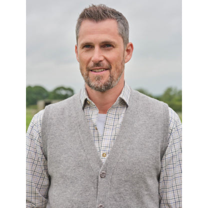 Grey Marl - Back - WoolOvers Mens Lambswool Waistcoat