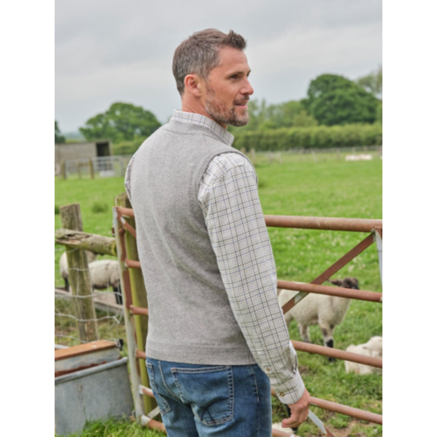 Grey Marl - Lifestyle - WoolOvers Mens Lambswool Waistcoat