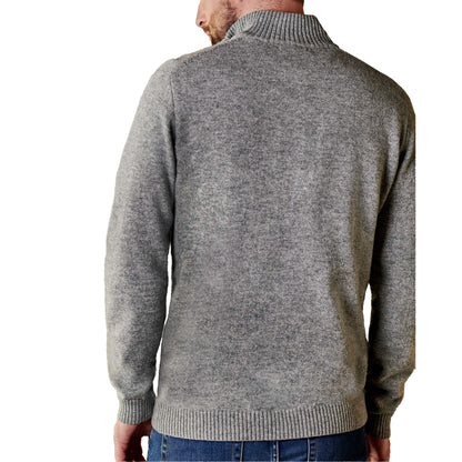 Grey Marl - Back - WoolOvers Mens Lambswool Zip Neck Jumper