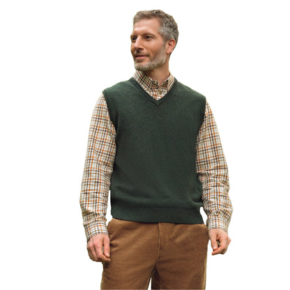 Pine - Front - WoolOvers Mens V Neck Sleeveless Pullover