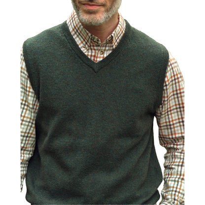 Pine - Side - WoolOvers Mens V Neck Sleeveless Pullover