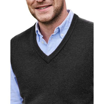 Black - Side - WoolOvers Mens V Neck Sleeveless Pullover