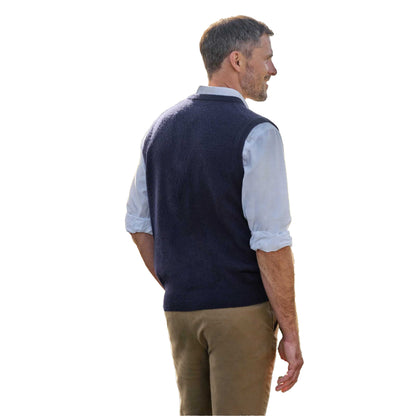 Navy - Back - WoolOvers Mens V Neck Sleeveless Pullover