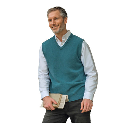 Aqua - Front - WoolOvers Mens V Neck Sleeveless Pullover