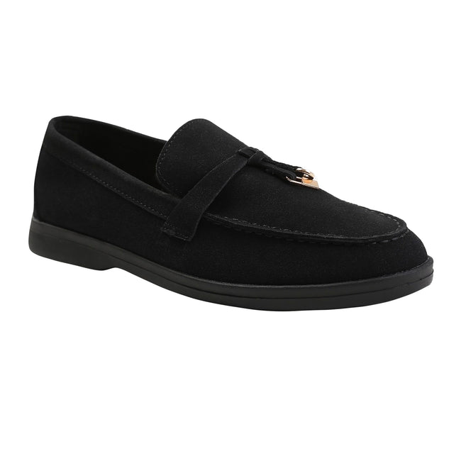 Black - Front - Where´s That From Womens-Ladies Pegasus Charm Slip-on Loafers