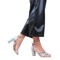 Silver - Back - Where´s That From Womens-Ladies Perla Ankle Strap Medium Block Heel Sandals