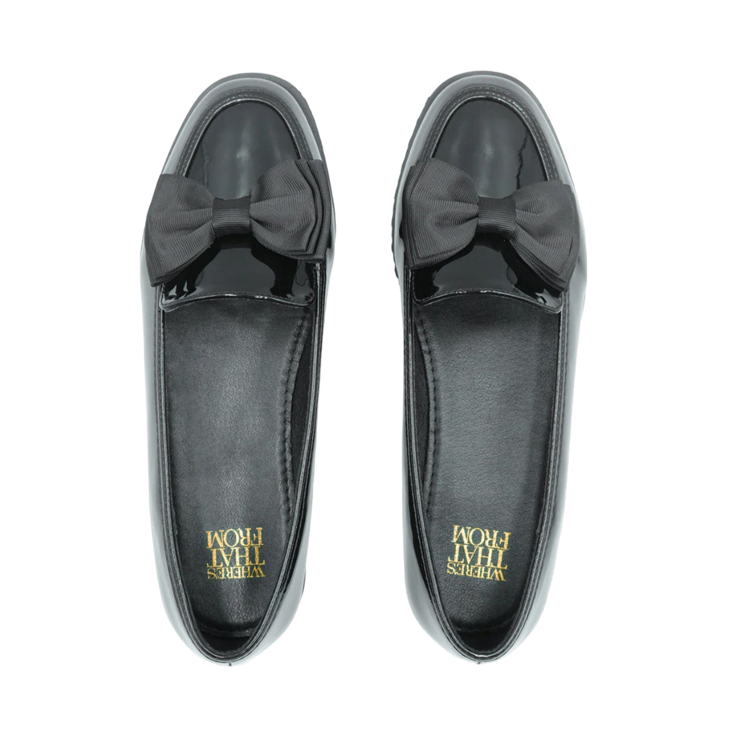 Black Patent - Side - Where´s That From Womens-Ladies Alpha Bow Slip-on Loafers