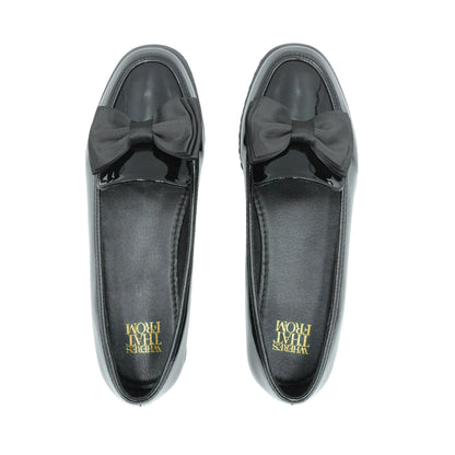 Black Patent - Side - Where´s That From Womens-Ladies Alpha Bow Slip-on Loafers