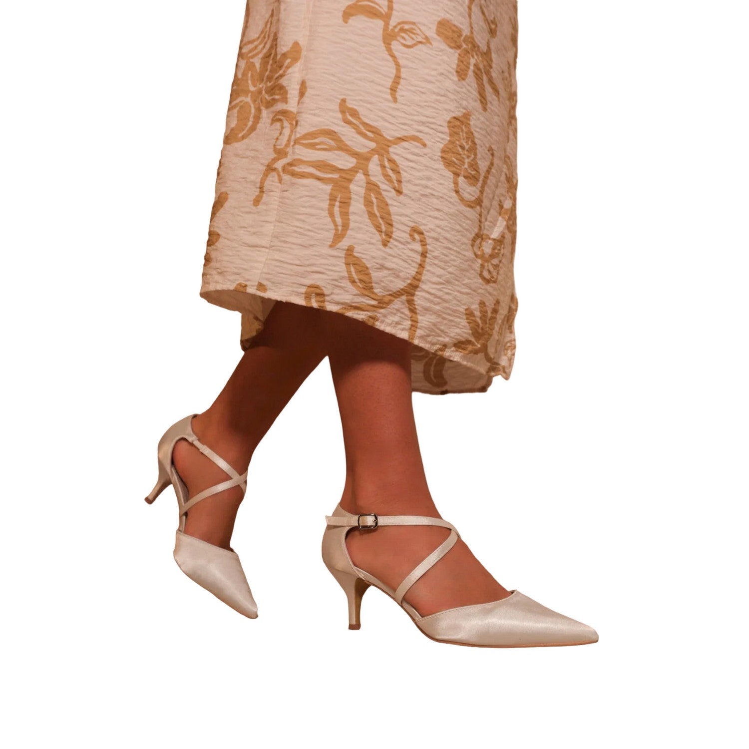 Off White - Pack Shot - Where´s That From Womens-Ladies Kennedi Satin Crossover Strap Kitten Heel Shoes