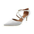 Off White - Side - Where´s That From Womens-Ladies Kennedi Satin Crossover Strap Kitten Heel Shoes