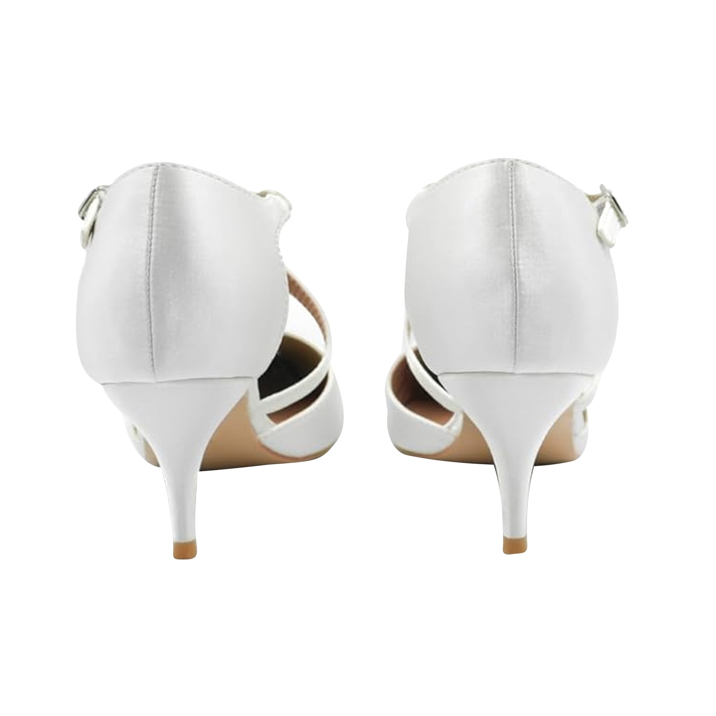 Off White - Back - Where´s That From Womens-Ladies Kennedi Satin Crossover Strap Kitten Heel Shoes