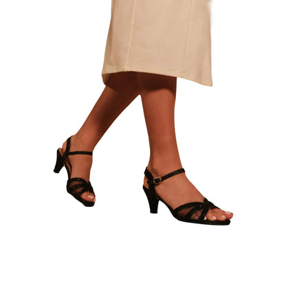 Black - Lifestyle - Where´s That From Womens-Ladies Jillian Diamante Mesh Strappy Extra Wide Shoes