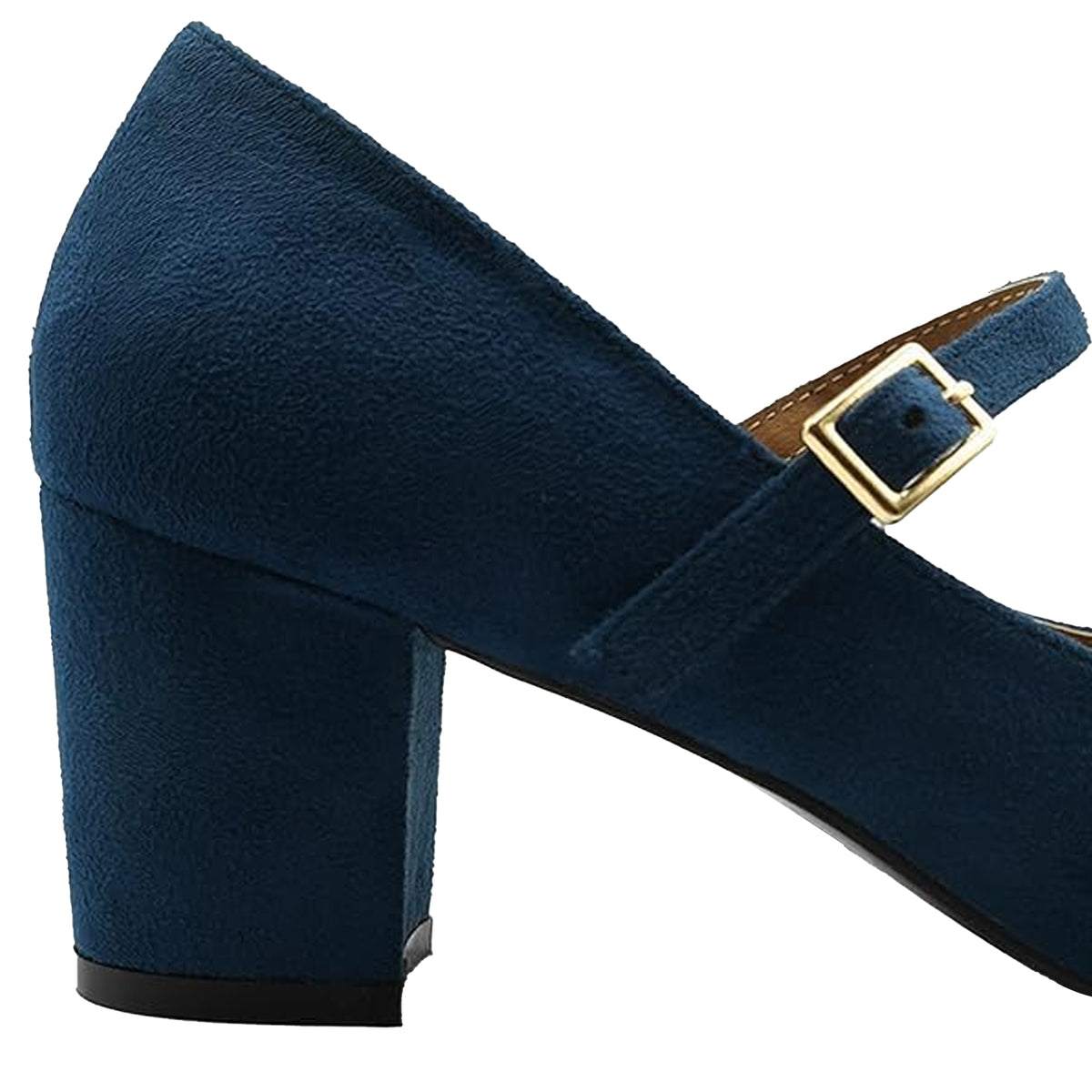 Navy - Side - Where´s That From Womens-Ladies Araceli Extra Wide Block Heel Mary Janes