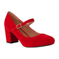 Red - Back - Where´s That From Womens-Ladies Araceli Extra Wide Block Heel Mary Janes