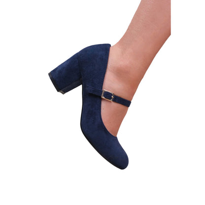 Navy - Lifestyle - Where´s That From Womens-Ladies Araceli Extra Wide Block Heel Mary Janes