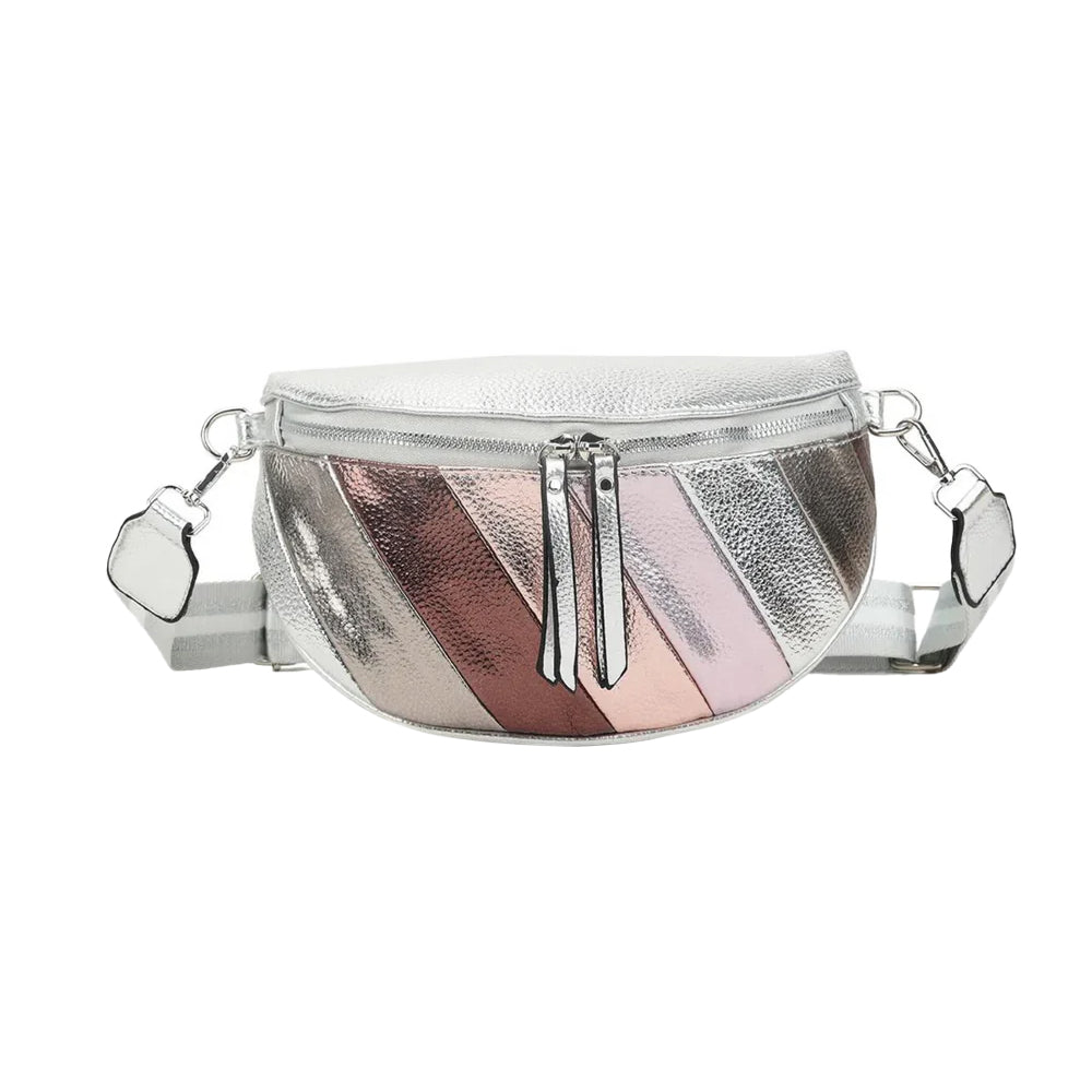Silver - Front - Where´s That From Twist Faux Leather Crossbody Bag