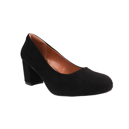 Black - Front - Where´s That From Womens-Ladies Melrose Suede Extra Wide Medium Block Heel Court Shoes
