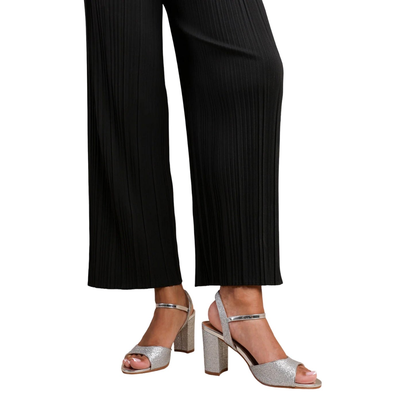 Silver - Back - Where´s That From Womens-Ladies Florence Ankle Strap Medium Block Heel High Heels