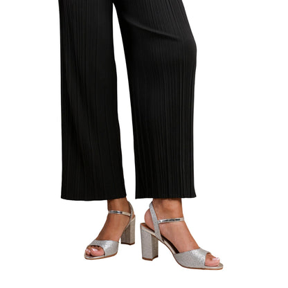 Silver - Back - Where´s That From Womens-Ladies Florence Ankle Strap Medium Block Heel High Heels
