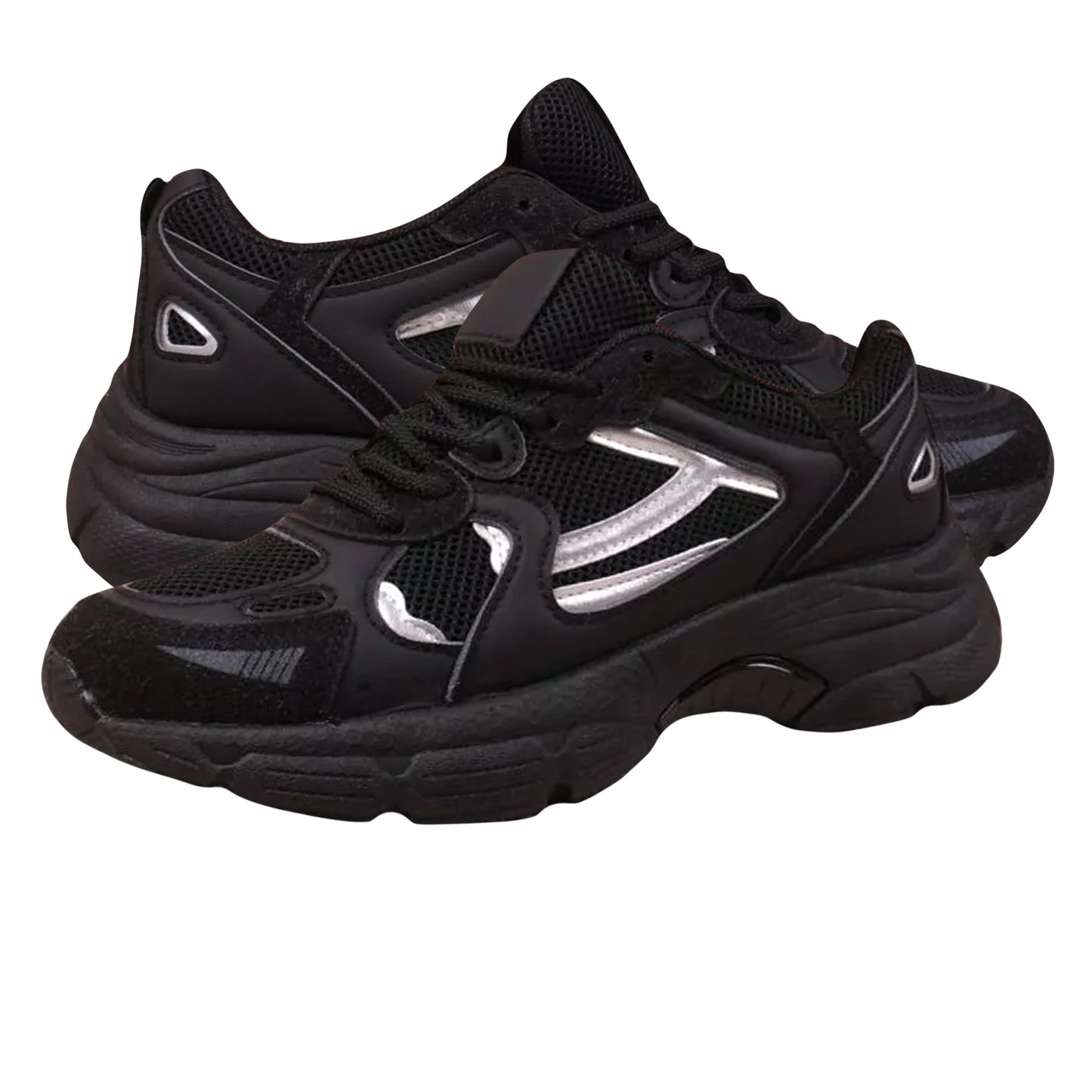 Black - Back - Where´s That From Womens-Ladies Flex Mesh Lace Up Trainers
