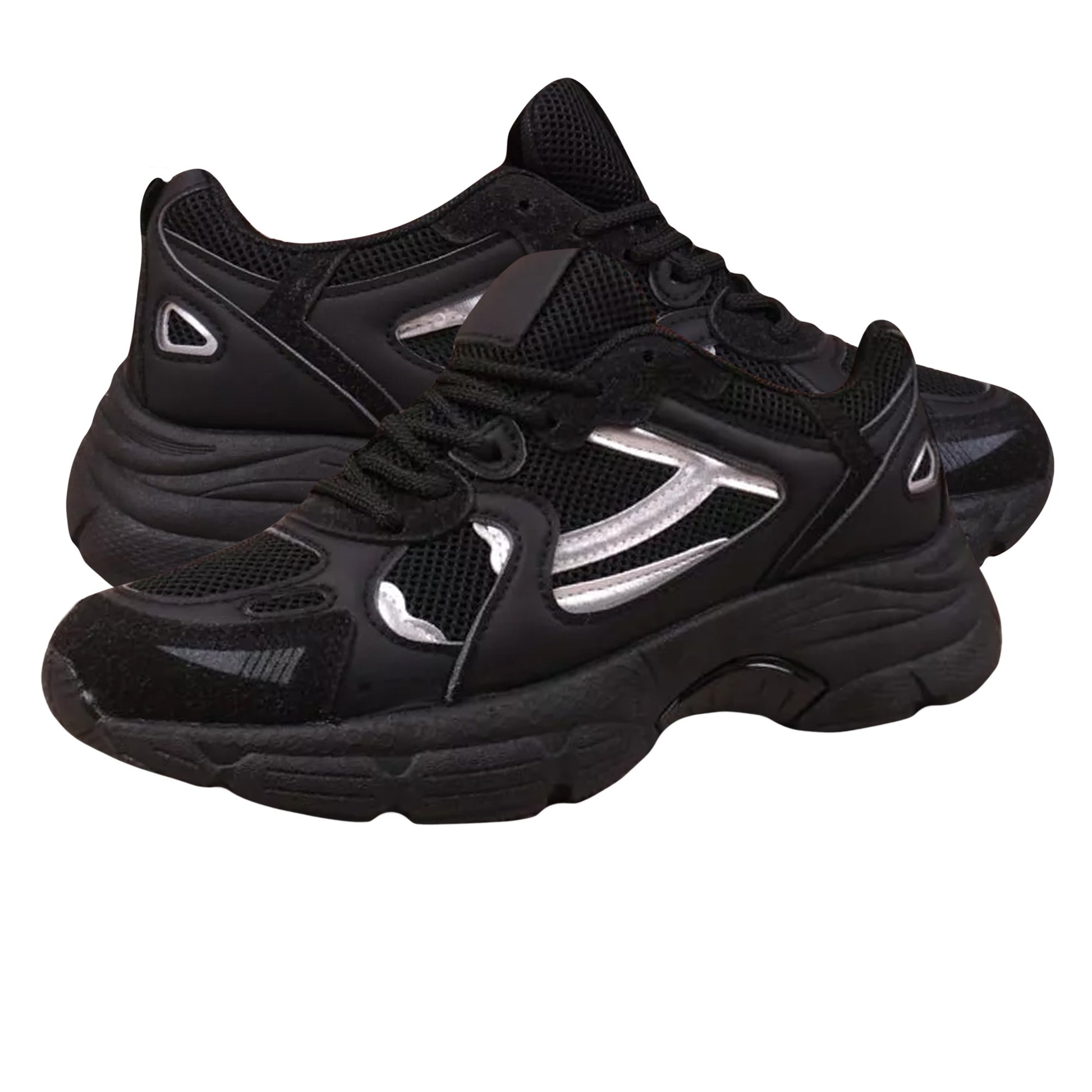 Black - Back - Where´s That From Womens-Ladies Flex Mesh Lace Up Trainers