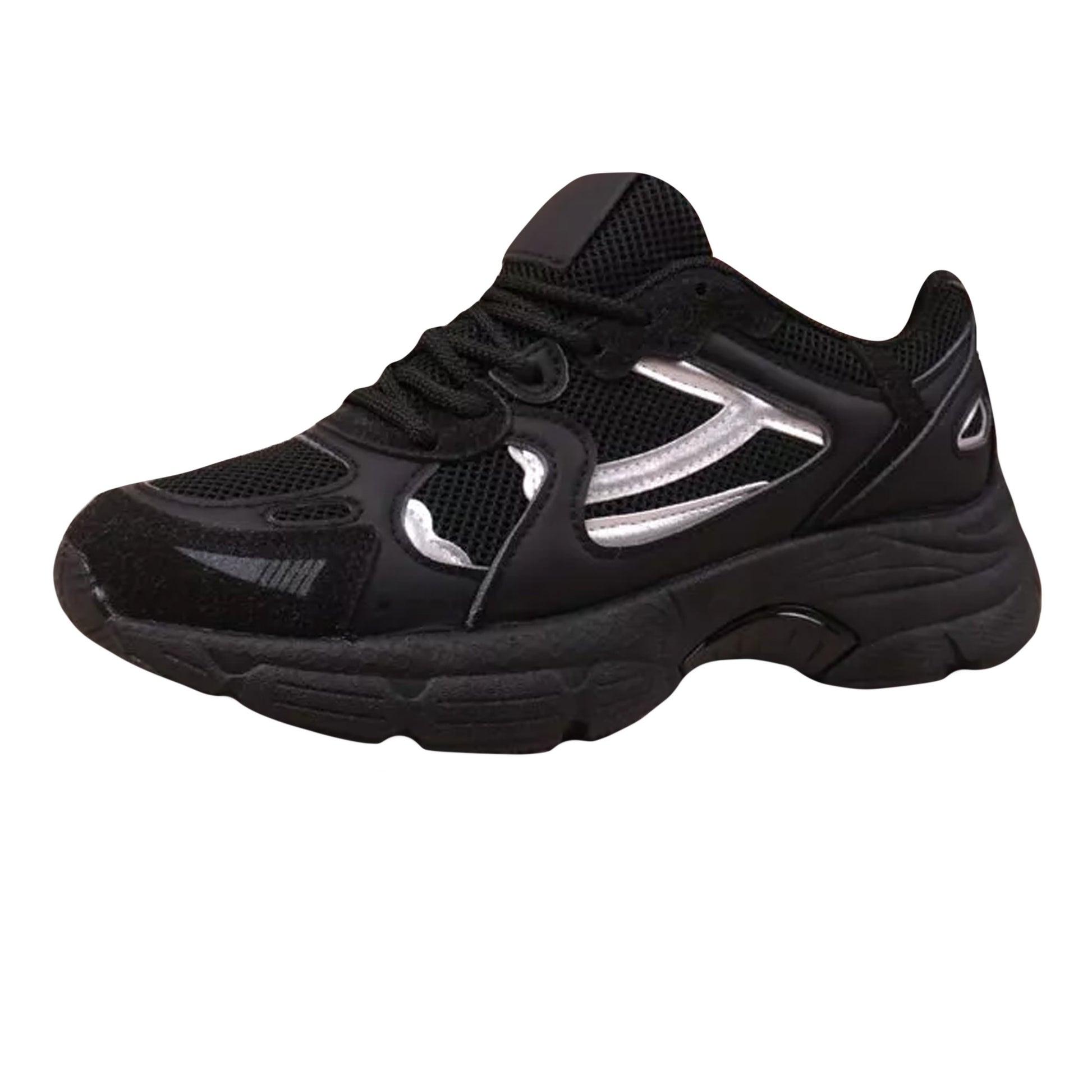 Black - Side - Where´s That From Womens-Ladies Flex Mesh Lace Up Trainers